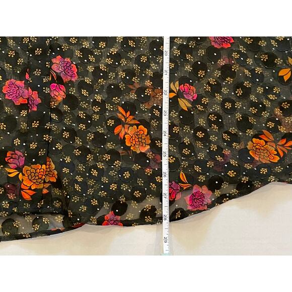 NWT LOFT Sheer Black Floral Polka Dot Button Down Shirt, Size XXL - Picture 13 of 13